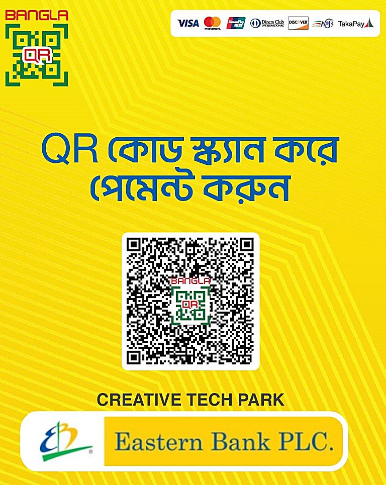 EBL Bangla QR code to pay Creative Tech Park with any banking or mobile banking app