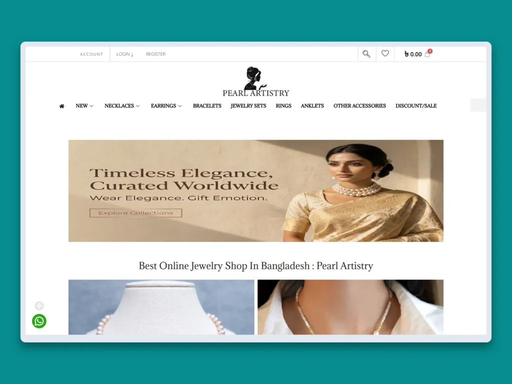 Pearl Artistry website mockup on desktop, tablet and mobile