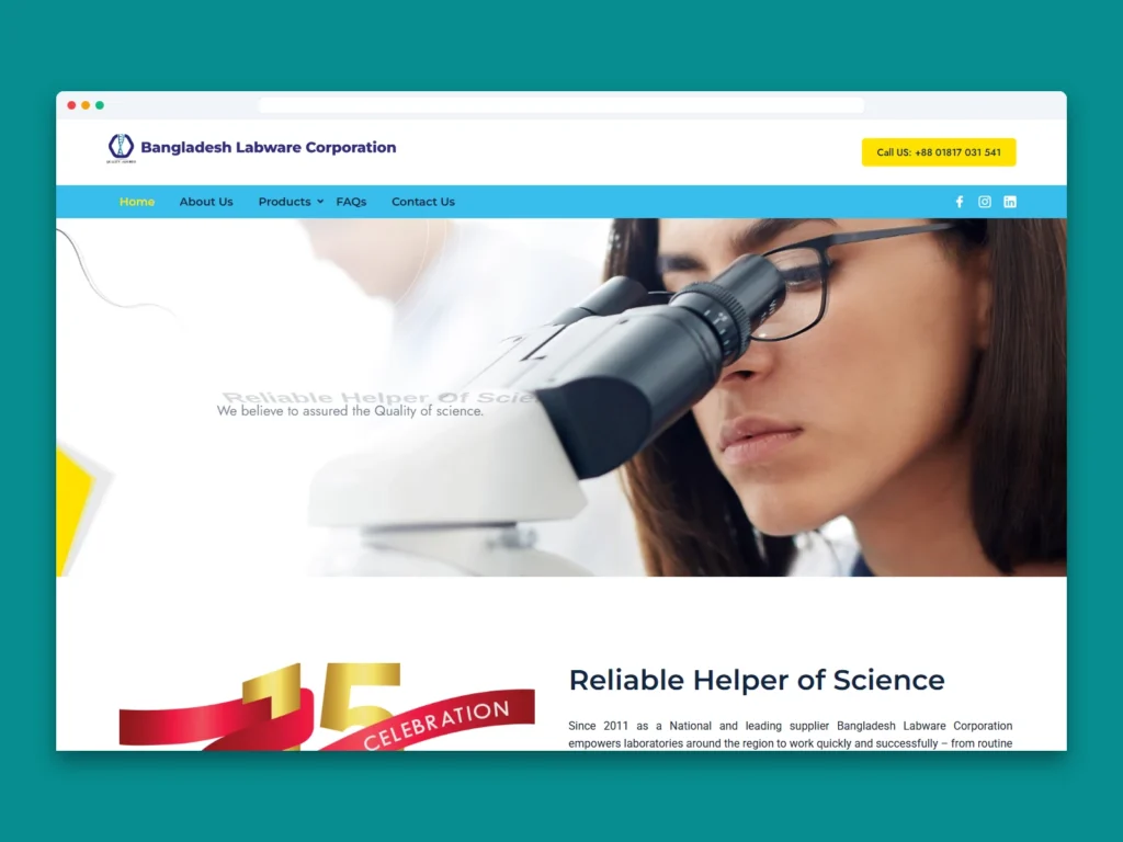 Bangladesh Labware website mockup on desktop, tablet and mobile