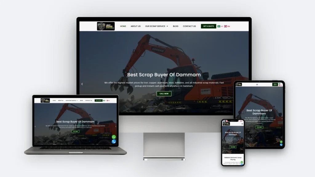 Best Scrap Buyer of Dammam website mockup on desktop, tablet and mobile