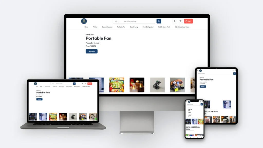 Maxtron BD website mockup on desktop, tablet and mobile