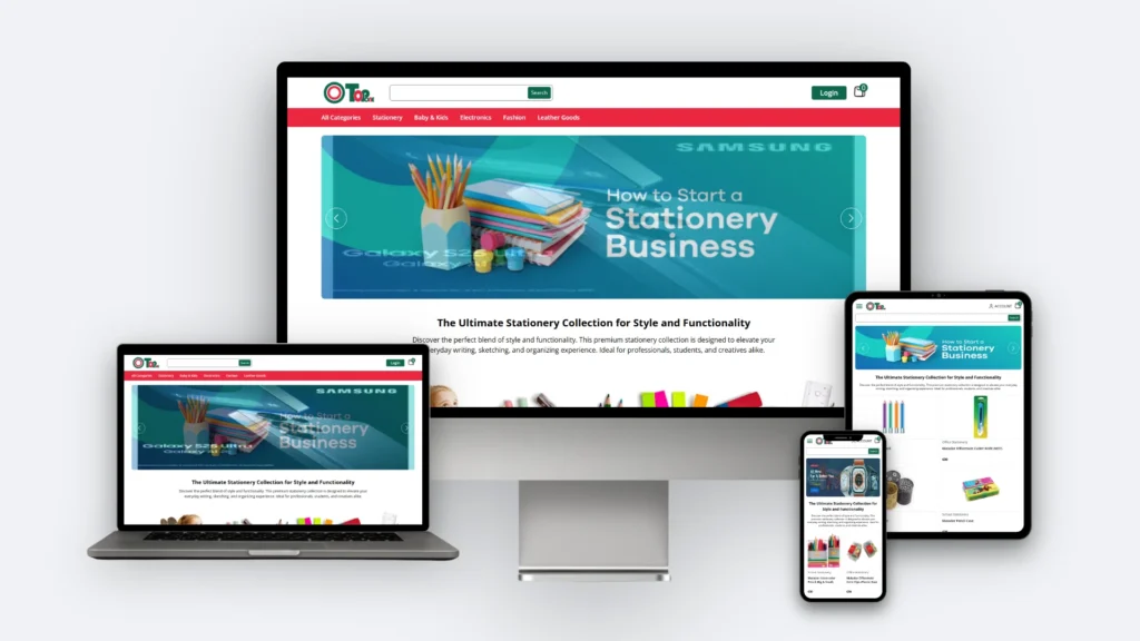 Top Oneir website mockup on desktop, tablet and mobile