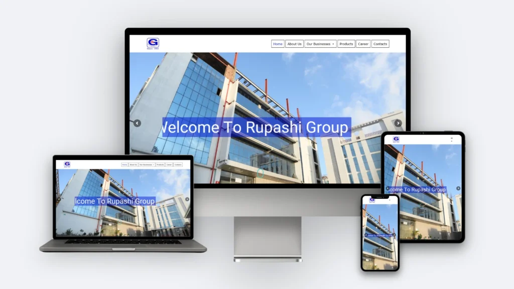 Rupashigroupbd website mockup on desktop, tablet and mobile